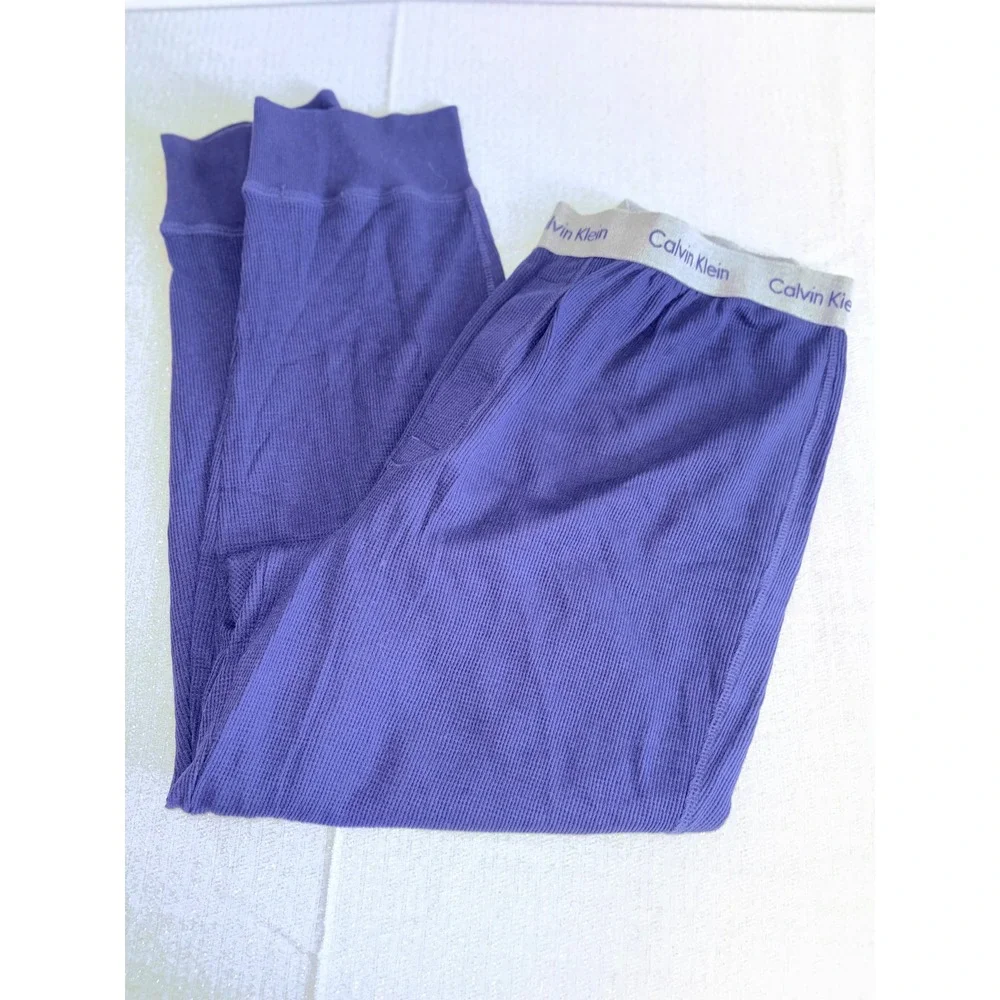 Calvin Klein Mens Navy Blue gray  Waffle Knit‎  Pajama Pants Joggers Size xl